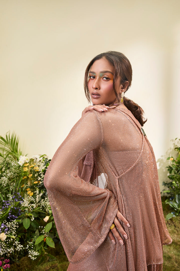 Rose Gold Rhinestone Kaftan Set