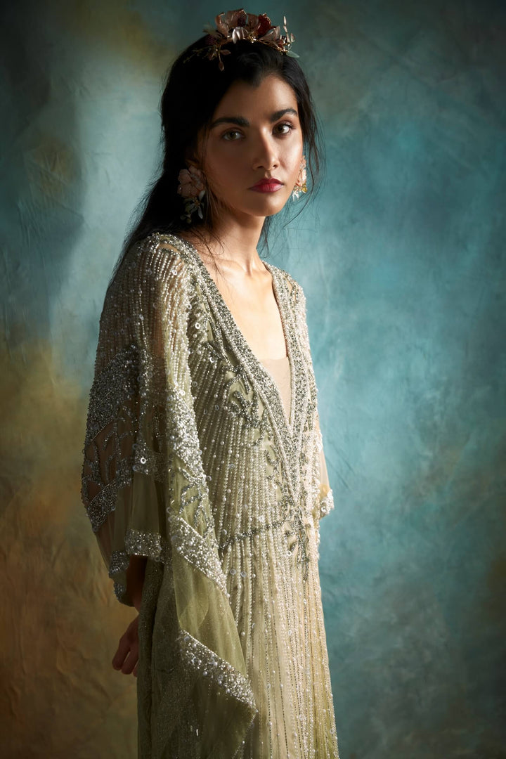 Crystal embellished Kaftan (Lime)