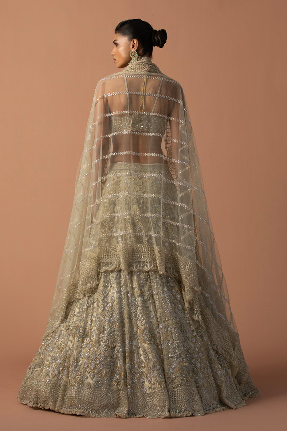 Gold Zoya Lehenga With 3D Embroidery And Mirror Work Blouse