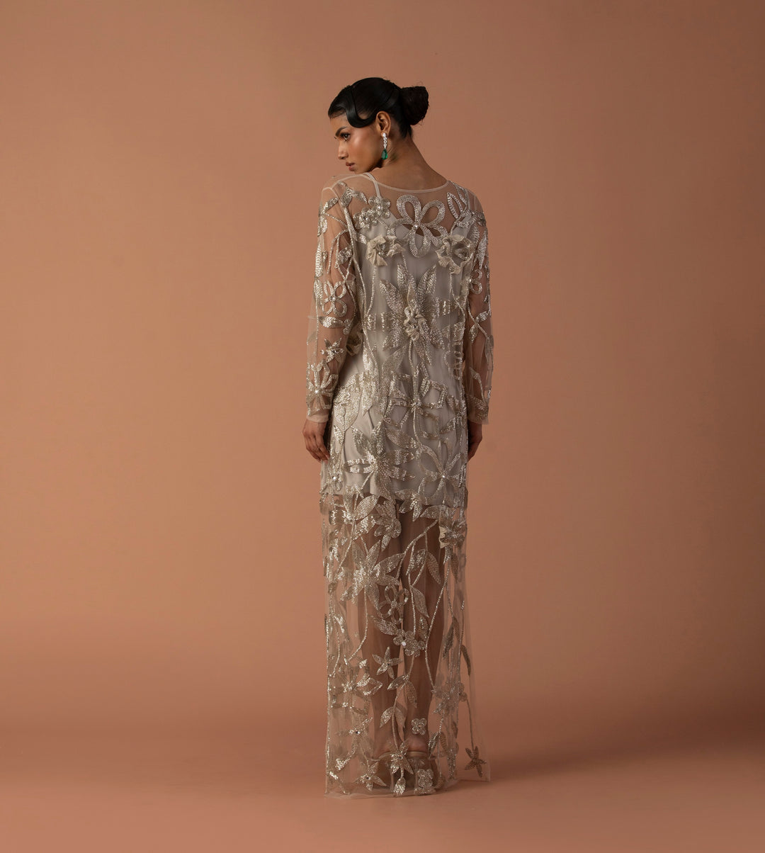 Iris Colum Gown With Floating 3D Flowers